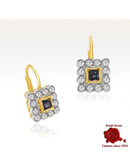 Victorian Sapphires and Diamonds Dangle Earrings in Gold