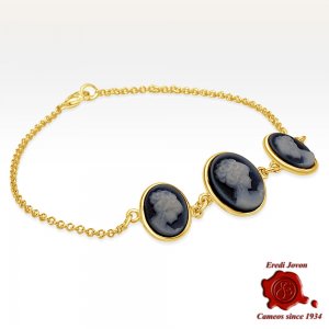 Three Blue Cameo Gold Bracelet 2