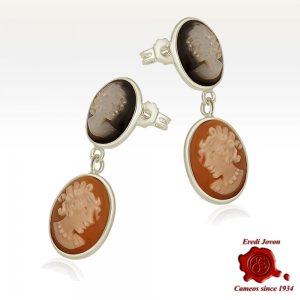 Drop Earrings: Mother-of-Pearl and Traditional Shell Cameos