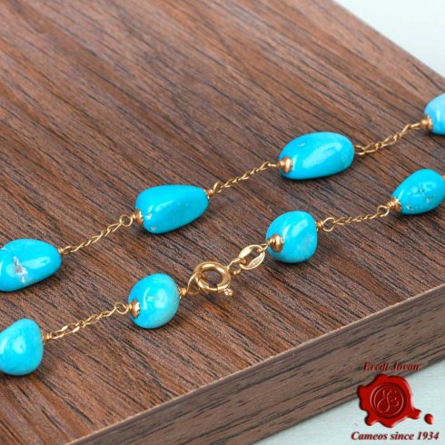 Collana Turchese con Catena in Oro