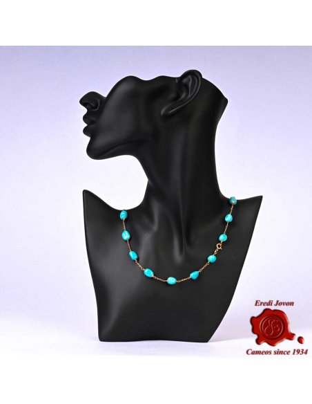 Collana Turchese con Catena in Oro
