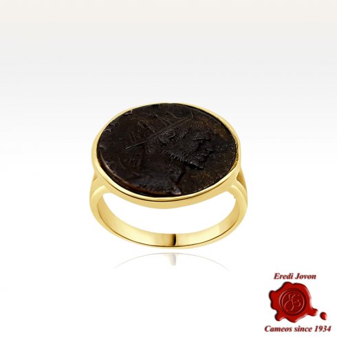 Anello in oro con moneta romana antica
