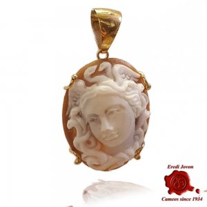 Medusa Cameo In Sardonyx Shell With Gold Setting