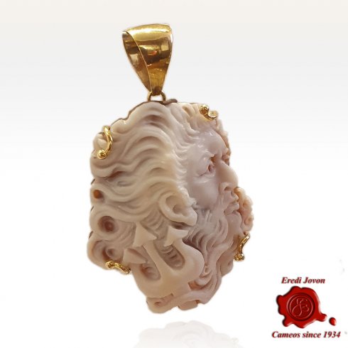 Cammeo Poseidone Con Tridente In Oro