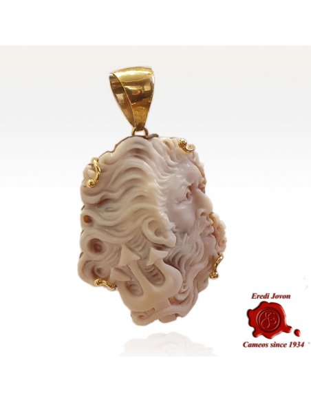 Cammeo Poseidone Con Tridente In Oro