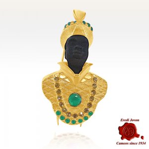 Emerald Blackamoor Brooch Pin 2