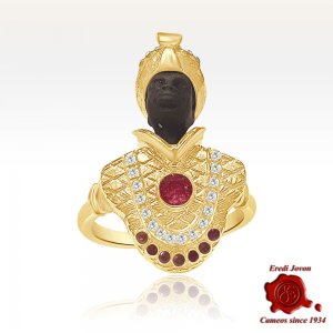 Anello Moretto Dorato con Rubini - Rosso Tiziano 2