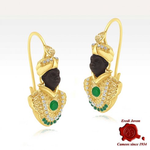 Dangle Earrings Moors with Emeralds - Lagoon Breeze Dangle Earrings Moors with Emeralds - Lagoon Breeze