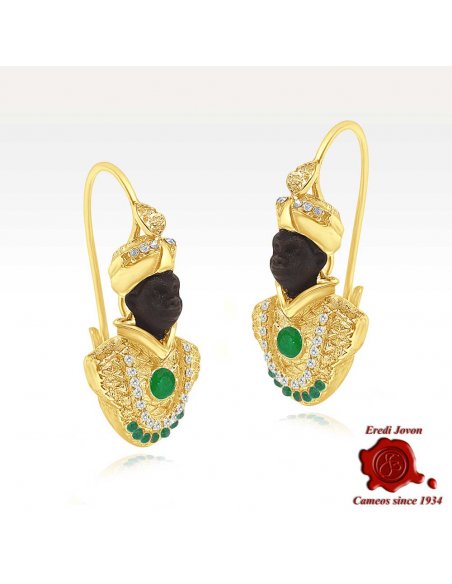 Dangle Earrings Moors with Emeralds - Lagoon Breeze Dangle Earrings Moors with Emeralds - Lagoon Breeze