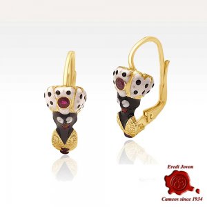 Moor Traditional Earring with Rubies | Golden Scirocco