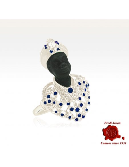 Venetian Blackamoor Ring Silver