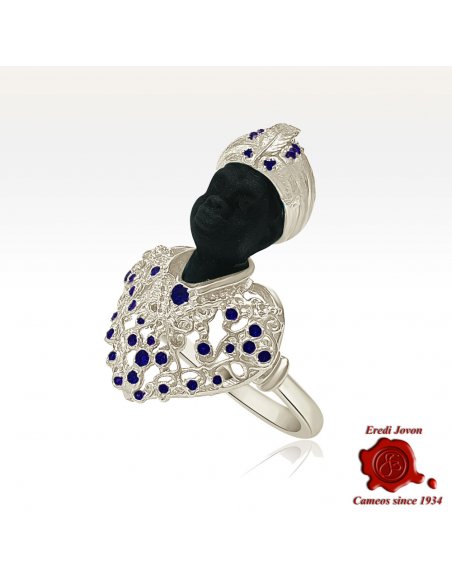 Venetian Blackamoor Ring Silver Traditional
