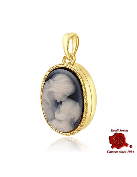 Blue Cameo Locket Gold