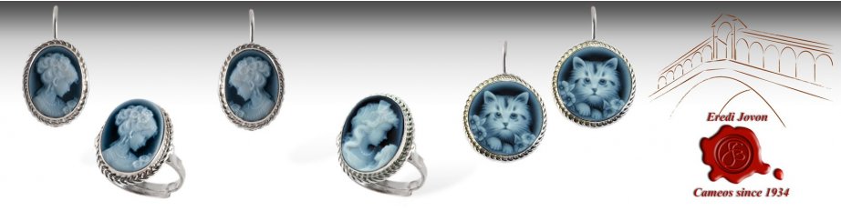 Blue Agate Cameos Ring Earrings Bracelet Jewelry Italian Venice